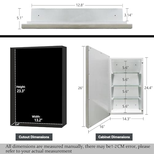 FOMAYKO Bathroom Medicine Cabinet with Silver Metro Beaded Wooden Frame, 16x26 Inch Retro Bevel Mirror, Recessed or Surface Mount Bathroom Cabinet,Space-Saving Storage Cabinet - Thumbnail 2