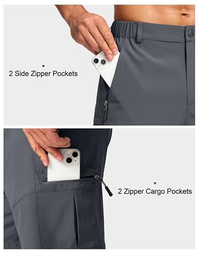 Pudolla Men's Hiking Cargo Shorts Lightweight 7" Travel Casual Shorts for Men Golf Work Outdoor with 5 Zipper Pockets(Deep Grey 3X-Large) - Thumbnail 4