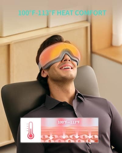 SKG Eye Massager with Heat & Music, Valentine's Day Gifts for Her Him, Foldable Sleep Mask for Migraine & Eye Strain, 5 Massage Modes for Tired Eyes Relax, Birthday Gifts for Dad, Mom, Men, Women - Thumbnail 4