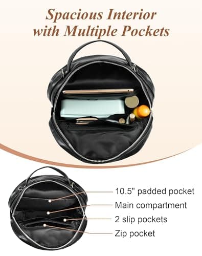 Fmeida Mini Backpack for Women Designer Vegan Leather Small Backpacks Purse Convertible Shoulder Bag Fashion Ladies Daypack w Tassel, Black - Thumbnail 3