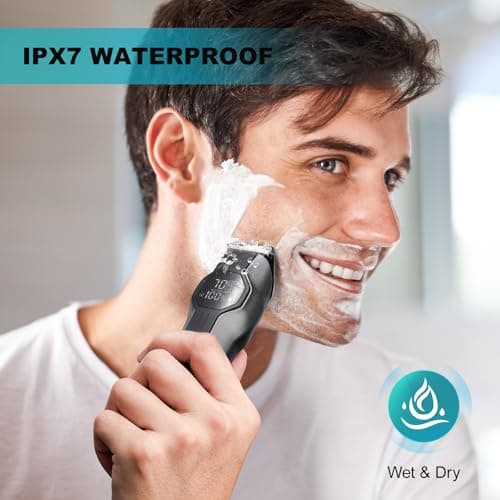 Beard Trimmer for Men - 14 in 1 Professional Mens Grooming Kits, Hair Clippers with Dual-Speed Motor for Beard Head Body Face Nose Ear Mustache Trimmer IPX7 Level LED Display 210 Min Electric Razor - Thumbnail 5
