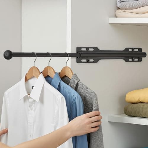 LOMILD Valet Rod for Closet Pull Out, Retractable Slide Out Rod for Closet, Black - Image 1