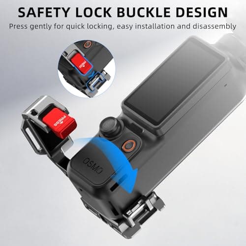 BRDRC Pocket 4 Cage Expansion Adapter, Aluminum Alloy Mount for DJI Osmo Pocket 3/Xtra Muse Accessories, with 1/4" Threads & Cold Shoe & Foldable Action Camera Adapter for Osmo Action Quick-Release - Thumbnail 2