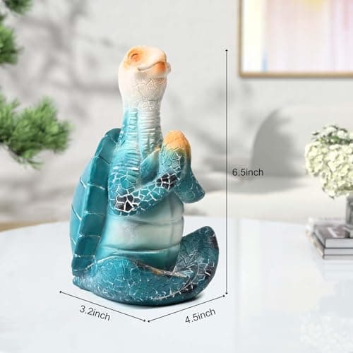 Boobezeen Sea Turtle Meditation Yoga Decor, Zen Resin Statue & Garden Figurine of Meditating Turtle — Coastal Beach & Home Office Desk Decorations, Calming Gift for Mom (Blue Prayer) - Thumbnail 2