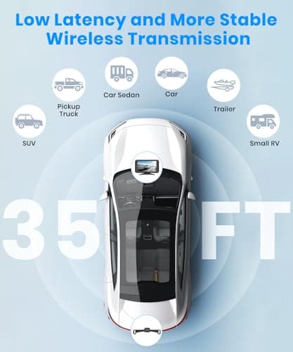 AUTO-VOX Wireless Backup Camera: 5" 1080P HD Dual-Channel Monitor, Easy Installation,Stable Digital Transmission Signal,IP69K Waterproof Night Vision Back Up Camera for Truck,SUV,Pickup,Car,Trailer - Thumbnail 4