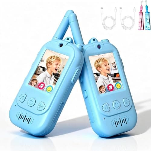 Video Walkie Talkies, Kids Adventure Toys with Screen, Video Walkie Talkies for Kids with Voice Changer, Durable Walkie Talkie Toys Gifts for Indoor Outdoor Missions Ages 3-12 (Blue) - Image 1