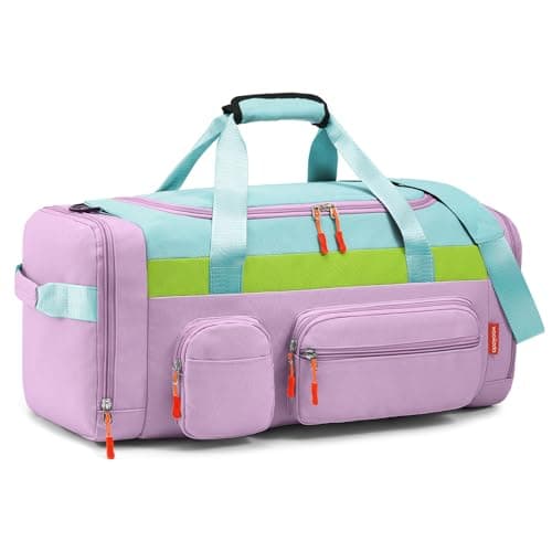 WOOMADA Kids Travel Bag with Shoe & Wet Pockets, Carry On Duffle Bag for Overnight Trips, Sports, School(purple) - Image 1