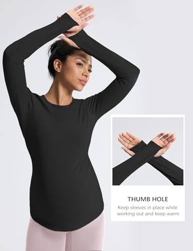 Mama Land Maternity Long Sleeve T-Shirts - Workout Yoga Tops Fall Comfortable Maternity Clothes Daily Casual Slim Fit Round Neck Pregnancy Clothes Must Haves (Black M) - Thumbnail 4