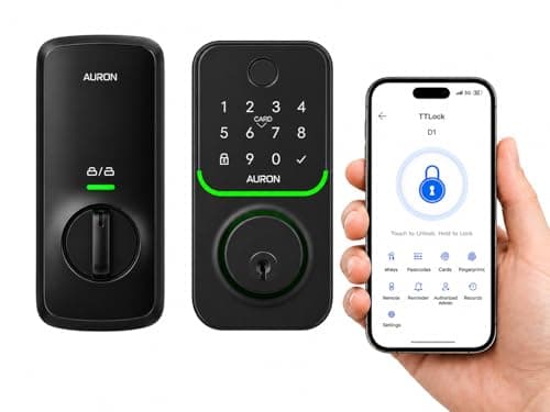 Smart Deadbolt Lock – 5-in-1 Keyless Entry: Fingerprint, Keypad, App, Card & Key | IP65 Weatherproof | Auto-Lock | Fits Standard Doors 1-3/8"-1-3/4" | No Wiring (Matte Black) - Image 1