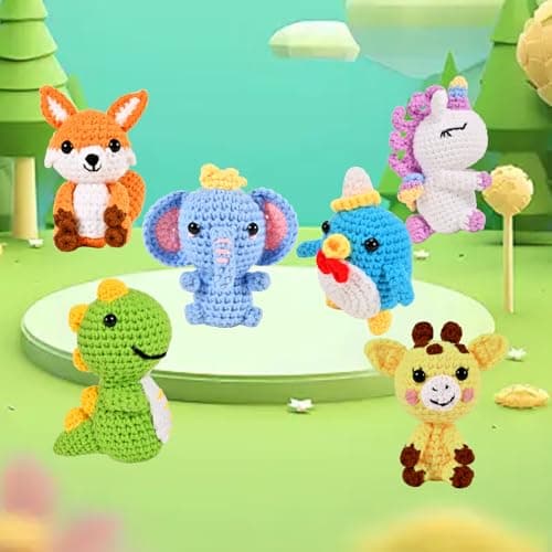 Wunila 6Pcs Crochet Kit for Beginners, DIY Craft for Adults, Great Gifts for Crochet Lovers, Crocheting Animals Kits with Step by Step Videos,Yarn,Crochet Hook,Birthday Gift, Holiday Gift - Thumbnail 5