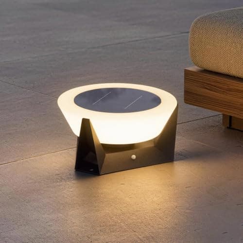 VZVI Solar Lanterns Outdoor, 3000K LED Medium Solar Floor Lamp Waterproof with IP54, Dusk to Dawn Outdoor Floor Lamp, E26 Lantern for Porch, Modern Dimmable Lantern for Patio Deck Yard, Garden Lights - Image 1
