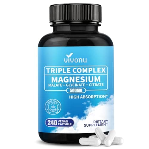 Triple Magnesium Complex for Women and Men - Magnesium Glycinate 400mg, Malate, Citrate, High Absorption Chelated Magnesium Supplement Support Sleep, Muscle, Non-GMO, Gluten Free - 240 Capsules - Image 1