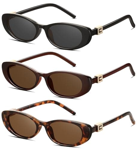 YMRFW Retro Oval Cat Eye Sunglasses for Women Trendy Narrow Small Oval Sun Glasses 90s Vintage Shades - Image 1