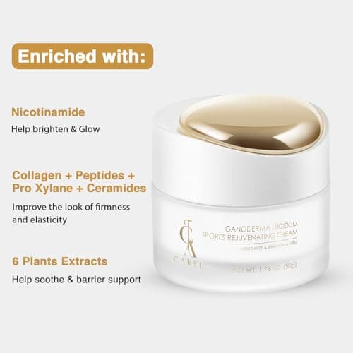 CA CAREL Brightening Face Cream, Ganoderma Peptides Rejuvenating Moisturizer with Collagen, Hyaluronic Acid, Niacinamide for Radiant Booster, Hydrating, Firming Skin - Thumbnail 5