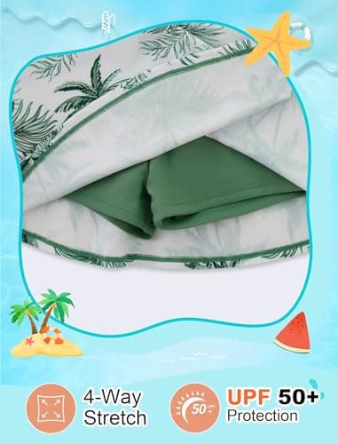 Seanrui Swimsuits for Teens Bathing Suits Size 14-16 Rash Guard for Girls UPF 50 Long Sleeve Swim Shirt Swimsuit White Palm - Thumbnail 2