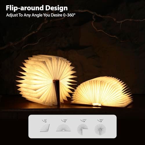 ZBOLE Magic Truth Book Light - Rechargeable LED Book Lamp for Home Decor, Ideal Christmas & Bookworm Gifts with Gold Foil Embossed Cover, Warm White Light for Entertainment & Relaxation (Red) - Thumbnail 4