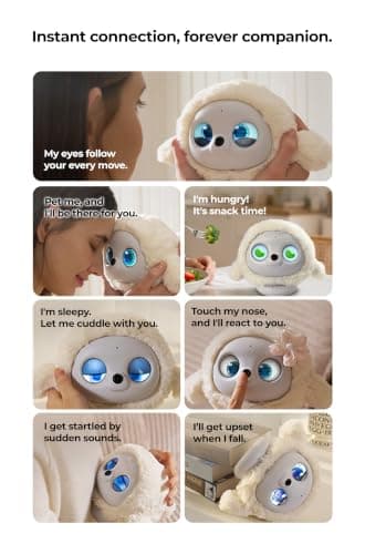 ropet AI Pet Interactive Robotic Companion Robot, Emotional Support for Kids and Adults, AI Desk Emo Robots, Anxiety Relief Comfort Gift (Including Colorful Charging Base) - Thumbnail 3