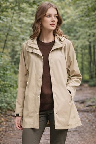 Orolay Trench Coat Women Waterproof Hooded Rain Jacket Lightweight Packable Raincoat for Hiking Travel Outdoor - Thumbnail 3