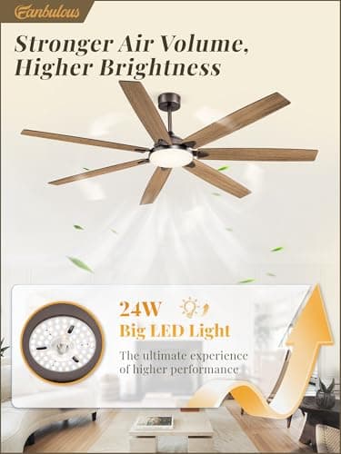 Fanbulous 72 Inch Large Ceiling Fans with Lights,Oil Bronze Modern Ceiling Fan with Quiet DC Motor, 3CCT, Indoor/Outdoor Ceiling Fan with Dual Finish Reversible 7 Blades, Timer for Living Room, Patio - Thumbnail 3