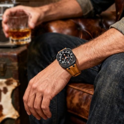 Leather Band for Samsung Galaxy Watch Ultra 47mm/8 7 6 5 4 FE 40mm 44mm - Thumbnail 4