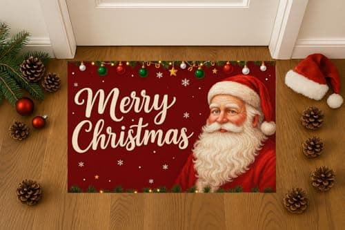 Carastora Santa Claus Pattern Christmas Decorative Doormat, Anti-Fatigue Mat - 20x31 in, Suitable for Indoor and Outdoor Porch Decoration, Housewarming, and Holiday Gifting. Non-Slip and Durable. - Thumbnail 3