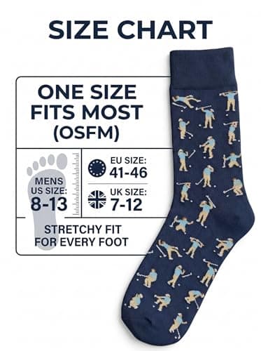 feetopia Socks with Frustrated Golfer Design, Ideal Golf Gift, 1 Pair Per Pack, Size 8-13 - Thumbnail 5