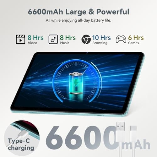 FIRYMID Android Tablet with Keyboard, 24GB+64GB, 1TB Expand, 10 inch Android 15 Tablet with 1.8Ghz CPU, 2MP + 8MP Camera, 10H Battery, 5G WiFi, BT5.3, Widevine L1, Split Screen, Case, Mouse, Stylus - Thumbnail 4