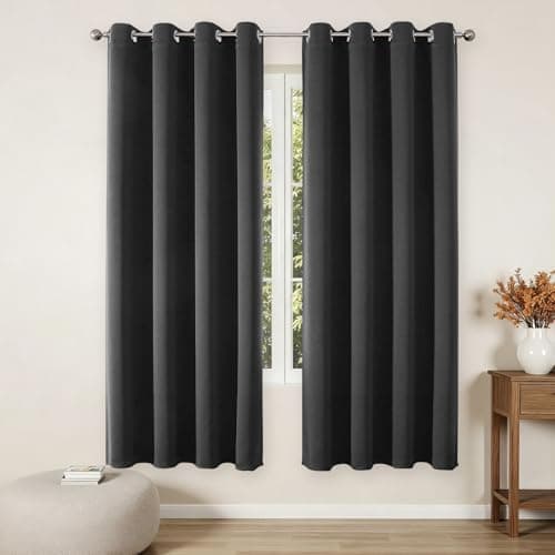 Joydeco Blackout Curtains 72 Inch Length 2 Panels Set, Thermal Insulated Long Curtains& Drapes 2 Burg, Room Darkening Grommet Drapes for Living Room Bedroom Window (Dark Grey, W52 x L72 Inch) - Image 1