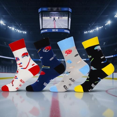 GOAUS Novelty Socks Hockey Socks 4 Pack, Funny Gifts for Teen Boys Men Teenagers - Thumbnail 5