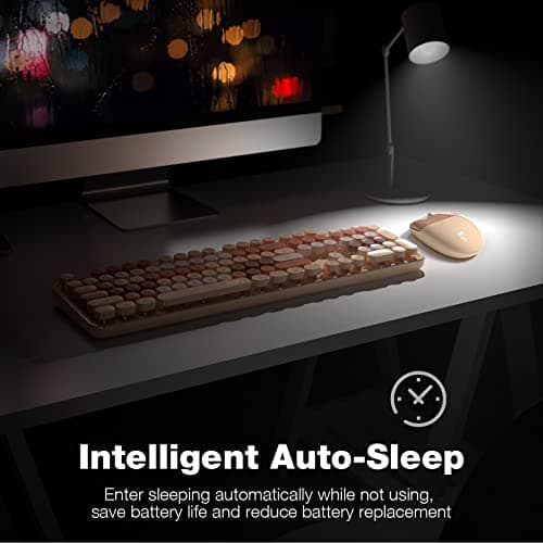 MOFII Wireless Computer Keyboard and Mouse Combo, Typewriter Full Size Keyboard with Number Pad and 2 in 1 USB Connected Mouse for PC Computer Laptop Desktop Windows (Milk Tea) - Thumbnail 4