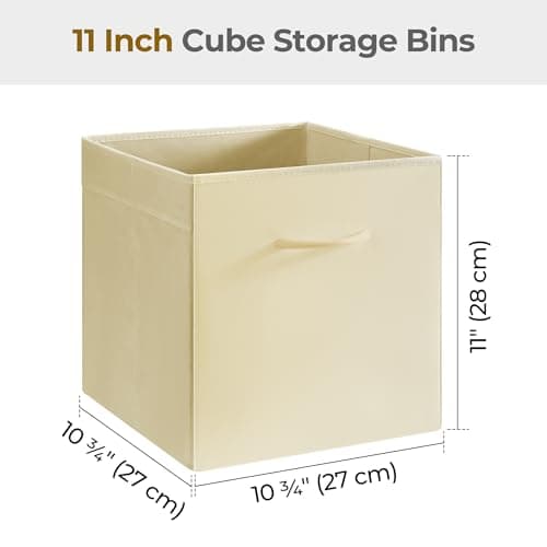 StorageWorks Beige Storage Cubes, 11 Inch Cube Storage Bins with Handle, Cube Storage Organizer Bins for Shelves and Closet, Collapsible Storage Bins, 4-Pack - Thumbnail 2