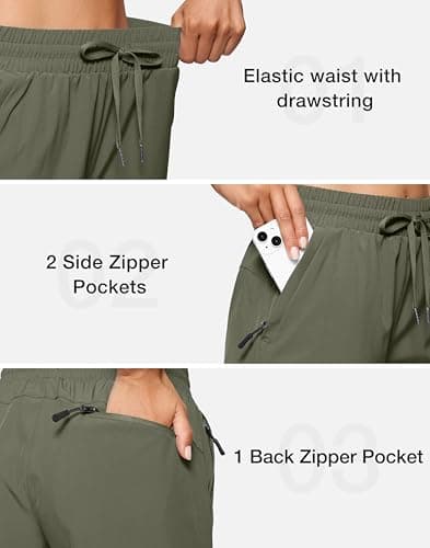 SANTINY Women's 7''/ 9'' Hiking Shorts with 3 Zipper Pockets Lightweight Quick Dry Long Athletic Golf Shorts for Women Casual(Sage Green_XL) - Thumbnail 5