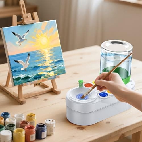 Paint Brush Cleaner: Painting Supplies for Kids, Paint Station, Paint Water Brush Rinser Cup(Running Water Circulation), Art Supplies for Kids&Adults, Birthday Gifts for Kids, Adulta - Thumbnail 2