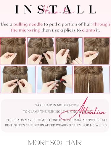 Moresoo Itip Hair Extensions Human Hair Dark Brown I Tips Hair Extensions Human Hair Soft Silky for Women 40g 50 strands I Tip Extensions Remy Hair 16 inch - Thumbnail 4