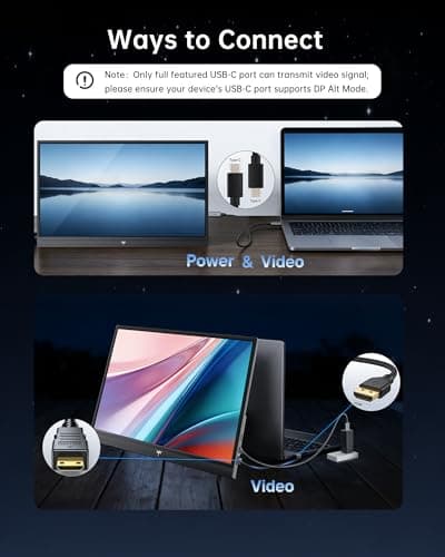 KTC Portable Monitor 15.6 Inch, FHD 1080P Travel Laptop Monitor Extender with USB-C HDMI, Ultra-Slim IPS HDR Display with Speakers, Second Monitor Screen for Laptop Phone Xbox Mac Switch, Black H15F9 - Thumbnail 6
