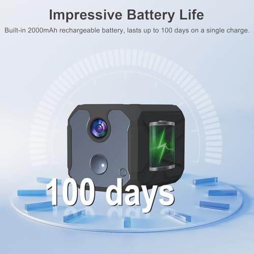 ZHENHAN 1440P HD Mini WiFi Security Camera – Indoor Wireless Rechargeable Pet/Home/Office Surveillance with Motion Detection, Night Vision, 100-Day Battery, Cloud/SD Storage & App Control (Black) - Thumbnail 6