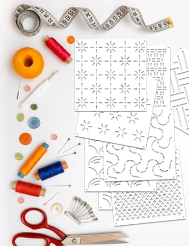 Gezan Sashiko Stencils Plastic Sashiko Template Pattern Geometric Embroidery Stabilizers Drawing Line Template for Hand Quilting Sewing (8) - Thumbnail 3