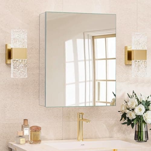 HABIUBIU 16 x 24 Inch Medicine Cabinet Mirror,Bathroom Mirror Cabinet with Adjustable Shelves,Aluminum Silver Medicine Cabinets for Bathroom,Recessed or Wall Mounted Medicine Cabinets - Image 1