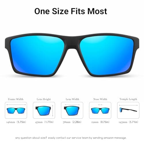 ANRRI Polarized Sports Sunglasses for Men Driving Sunglasses Lightweight Tr90 Frame for Cycling Fishing Running UV400 Protection Mirrored Blue Lens Black Frame - Thumbnail 5