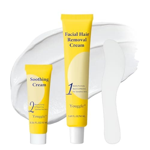 5 Min Facial Hair Removal For Women, Painless & Gentle Sensitive Skin Hair Removal Cream with Soothing Cream for Chin & Upper Lip & Cheeks - 2.03 Fl Oz