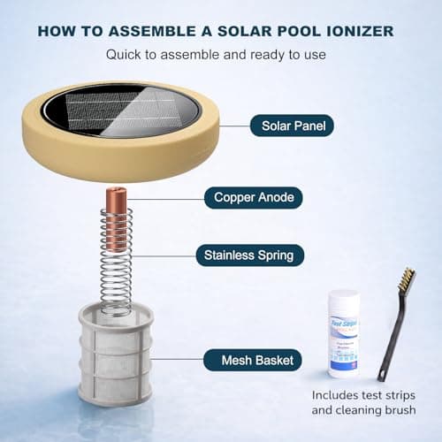 Solar Pool Ionizer for Above Ground, Floating Copper Pool Cleaner Purifier Cuts Chlorine by 85% Works for Pools Up to 45,000 Gal, Swimming Pools Water Cleaner for in-ground Pools and spas (Yellow) - Thumbnail 6