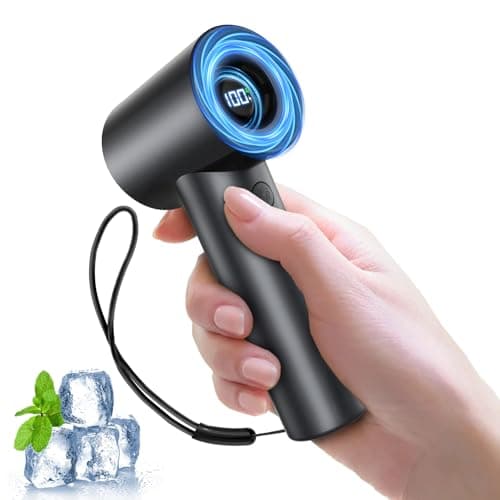 Portable Handheld Turbo Fan-20000 RPM High Speeds Rechargeable Personal Cooling Fan with 5 Speed Levels, Digital Display, 10m/s Max Airflow, Mini Fan for Travel,Outdoor, Gift for Women Men, Black - Image 1