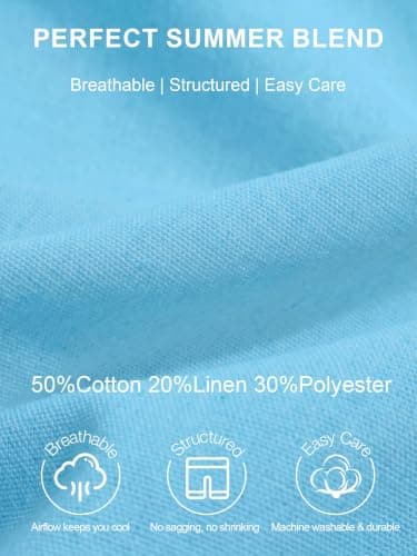 JEMLDL Men's Cotton Linen Shorts 7" Casual Pleated Summer Vacation Beach Coastal Nautical Elastic Waist Sky Blue Shorts with Pockets Medium - Thumbnail 5