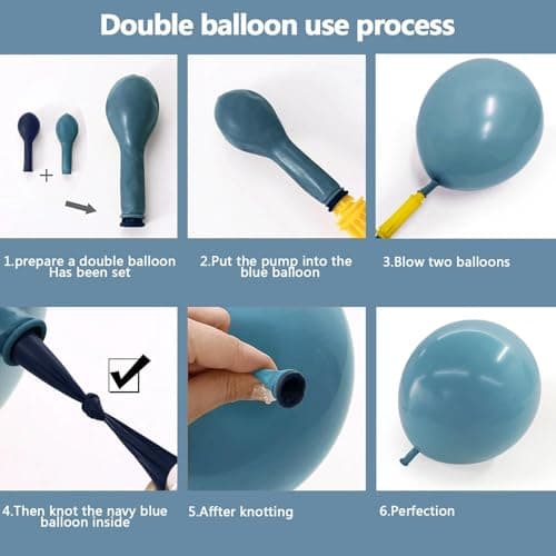 Dusty Blue Balloon Double Stuffed Slate Baby Blue Balloons Different Sizes 18/12/5 Inch Pastel Balloon Arch Kit for Birthday Baby Shower Gender Reveal Wedding Graduation Party Decorations - Thumbnail 4
