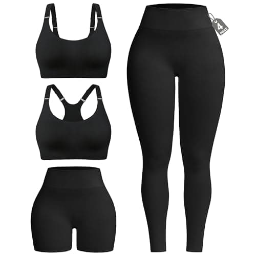 leviace 4 PCS Ribbed Workout Sets For Women Gym Sets Woman Pilates Outfits