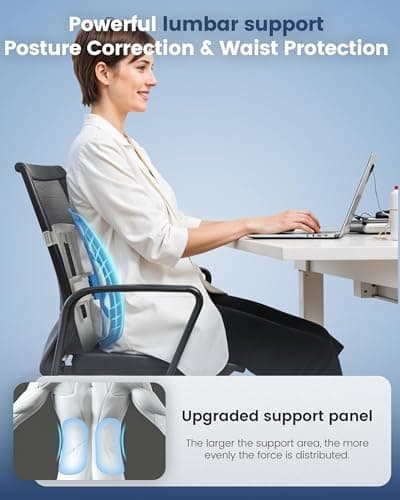 Beleduc Lumbar Support Pillow for Office Chair- Ergonomic Back Support Pillow with Adjustable Height, Improves Posture, Back Cushion with Straps for Home, Office, Car - Thumbnail 2