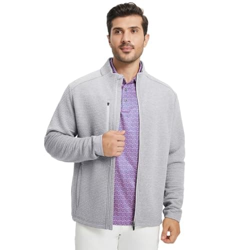 M MAELREG Mens Casual Jacket Performance Stand Collar Long Sleeve Sweater Insulated Jacket Texture Warm Winter Coat - Thumbnail 2