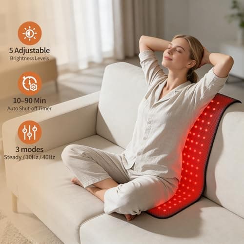 KOITHE 24’’ x 12’’ Red Light Therapy Belt for Body, 660nm & 850nm Infrared Wrap with 3 Modes, 5 Intensity Levels, 10–90 Min Timer, Adjustable LED Light for Muscle Relaxation & Wellness - Thumbnail 5