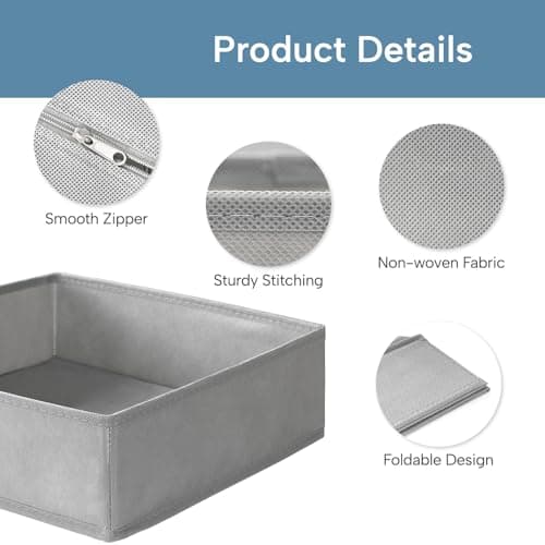 Criusia Drawer Organizer Clothes, 8 Pack Dresser Organizer for Underwear, Sock, Baby Clothes- Foldable Closet Organization and Storage Dividers Bins for Nursery, Bedroom (Grey) - Thumbnail 3