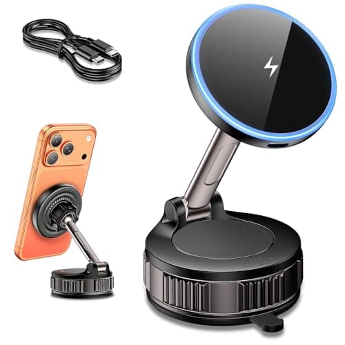 iPhone Magsafe Car Mount Charger [15W Fast Wireless Charging, 120+ LB Strongest Suction & 2800gf Strongest Magnetic] 360° Adjustable Car Phone Holders for your car, for iPhone 17 16 15 14 13 12 series - Image 1